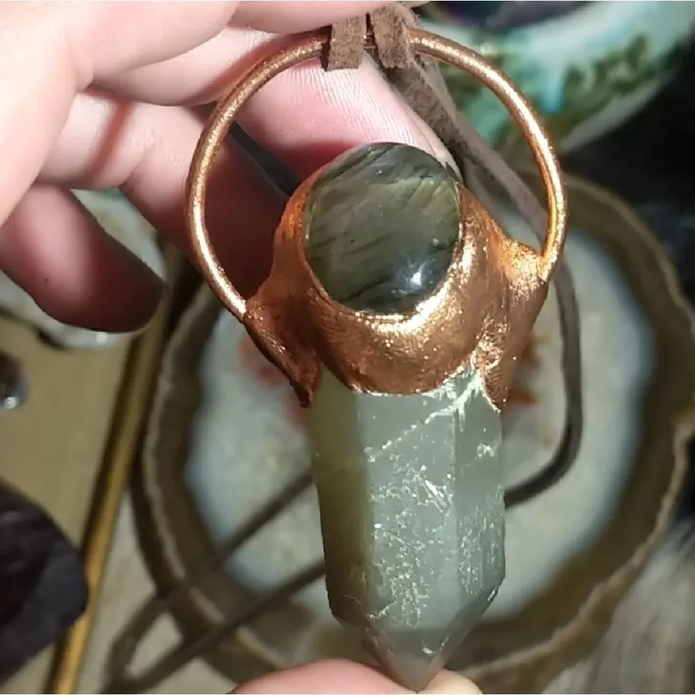 'Hexling' Purple Labradorite Smokey Quartz Amulet